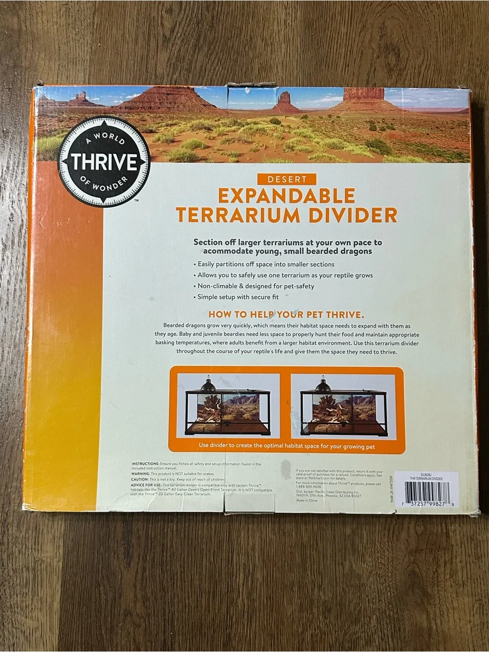 NEW Thrive Desert Expandable Terrarium Divider Fits 40 Gal. THR-21-1147250